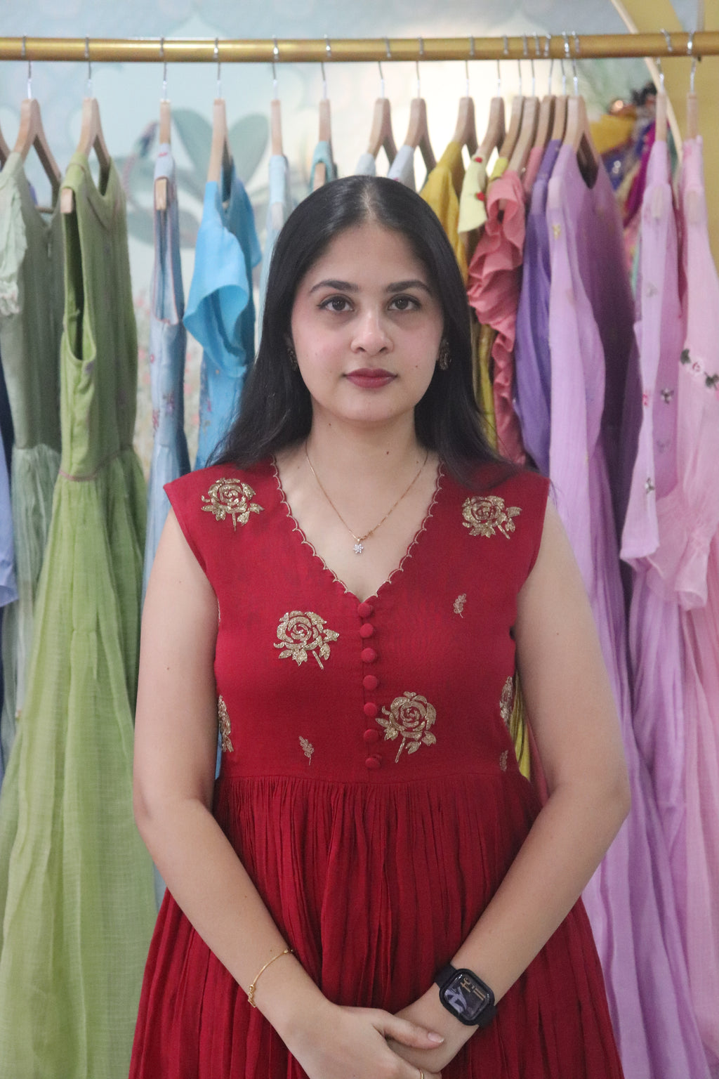 Gulabi pitta chanderi dress