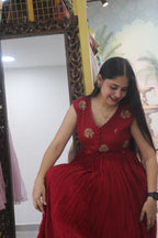 Gulabi pitta chanderi dress
