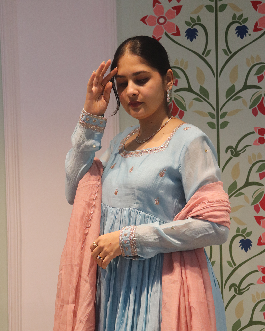 Neelima chanderi kurtha set
