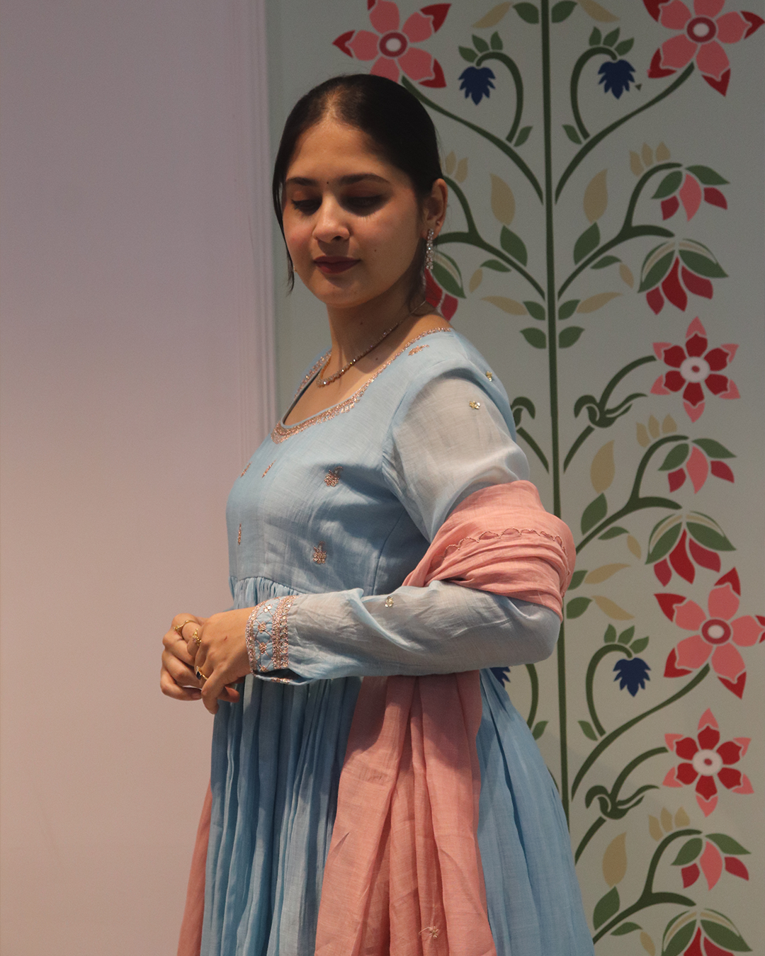 Neelima chanderi kurtha set