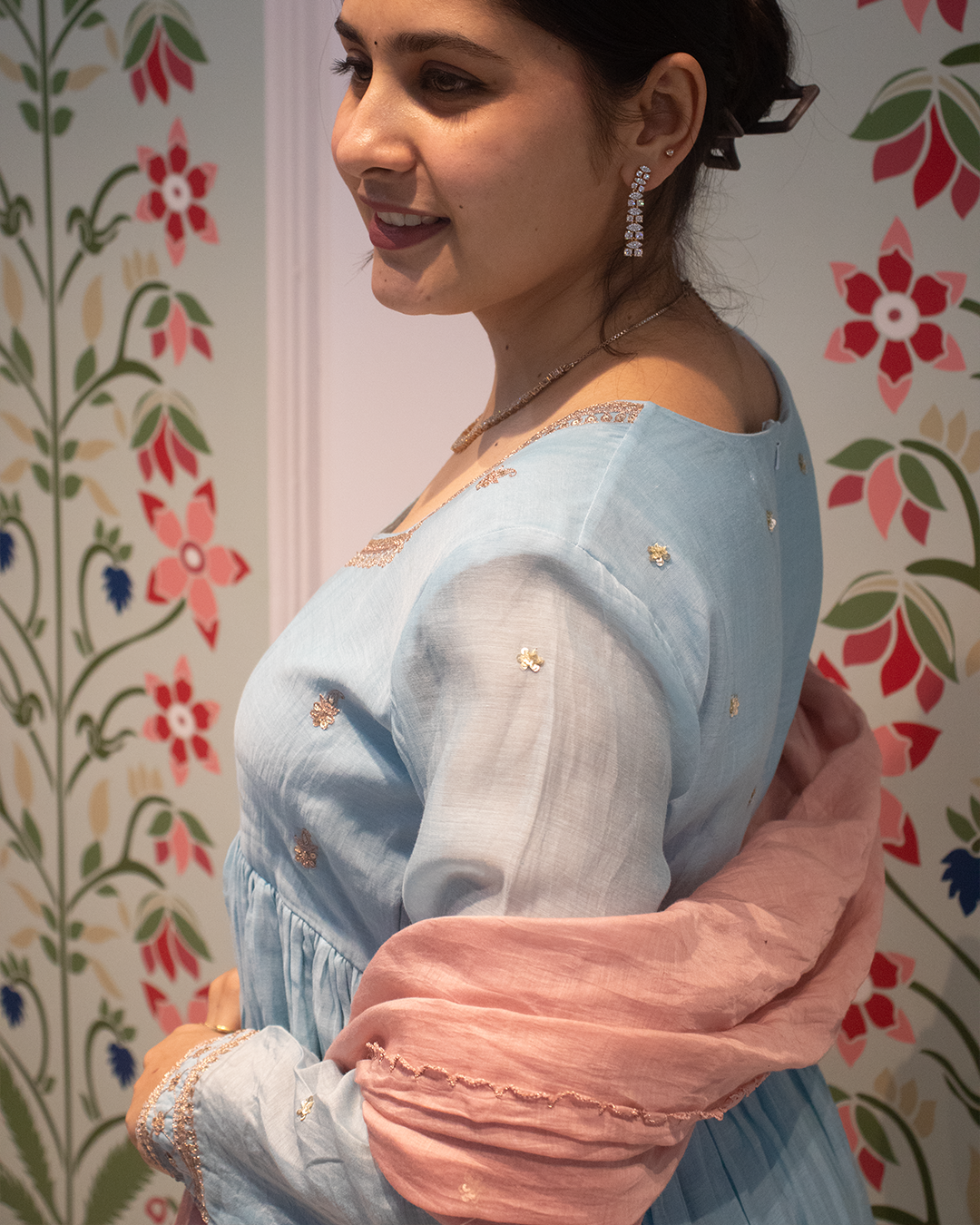Neelima chanderi kurtha set