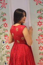 Gulabi pitta chanderi dress