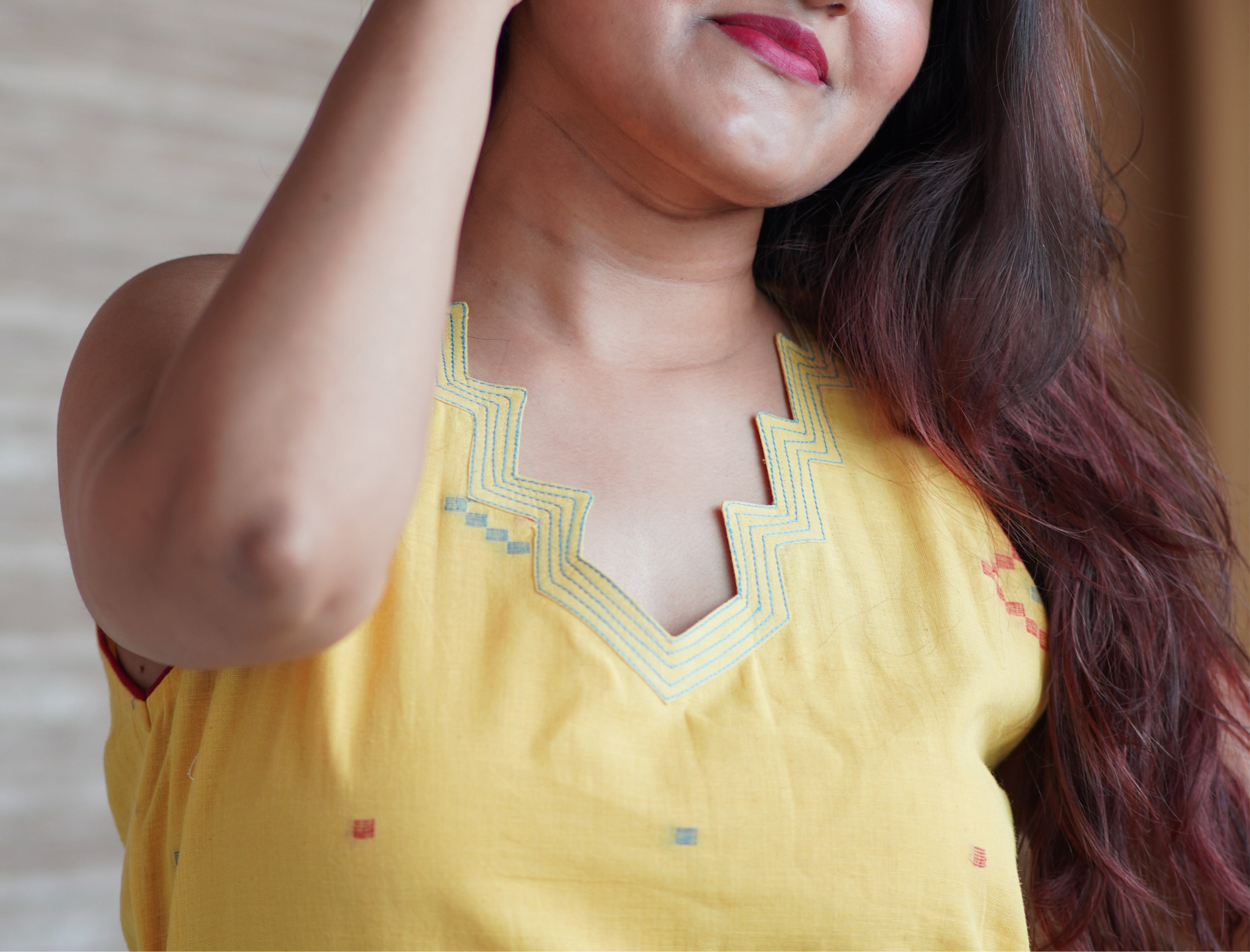 A line jamdani dress