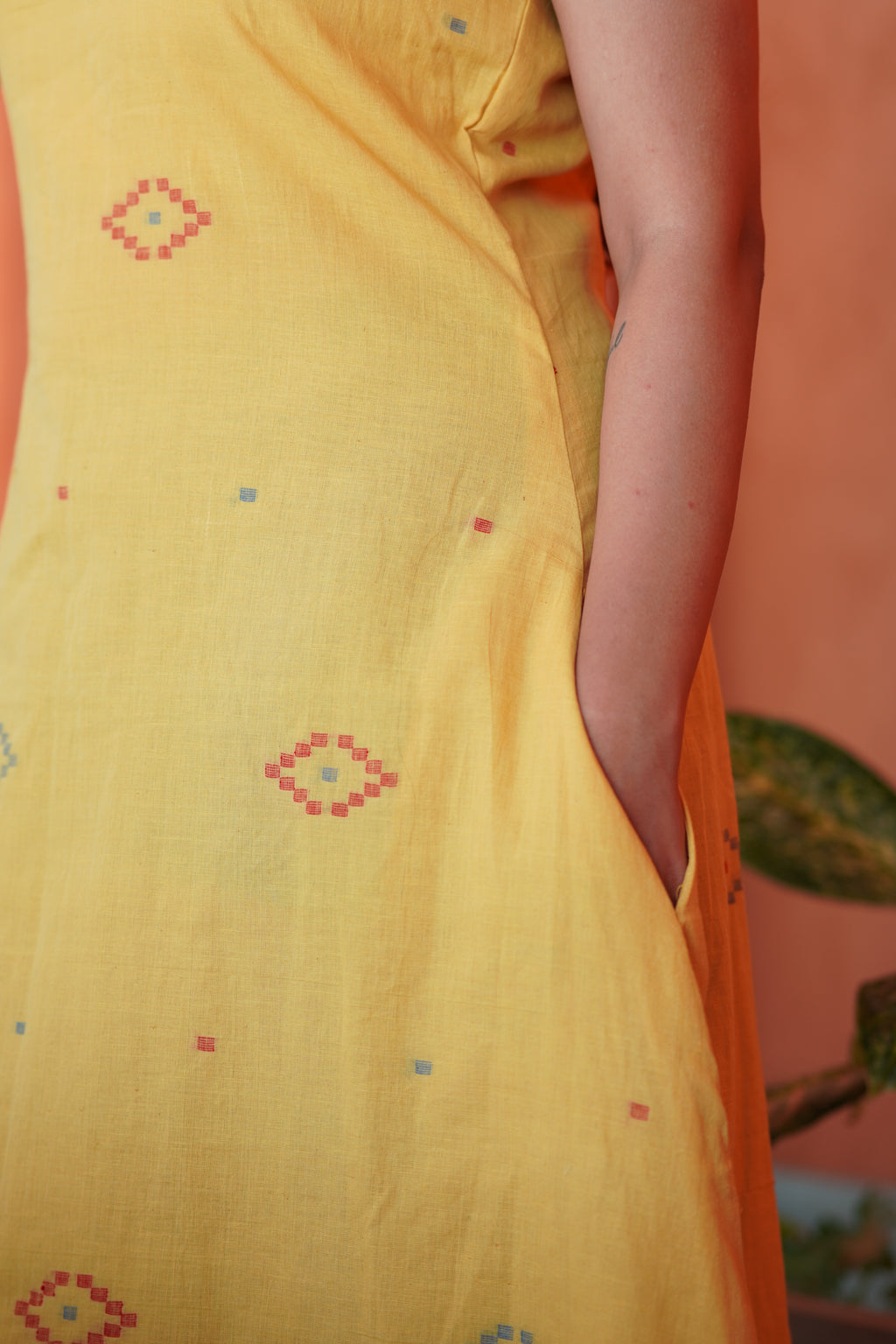 A line jamdani dress