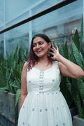 Double buttoned jamdani dress