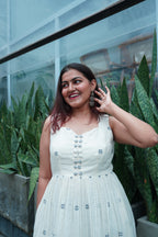 Double buttoned jamdani dress