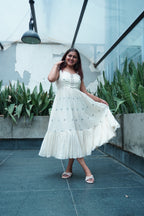 Double buttoned jamdani dress