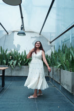 Double buttoned jamdani dress