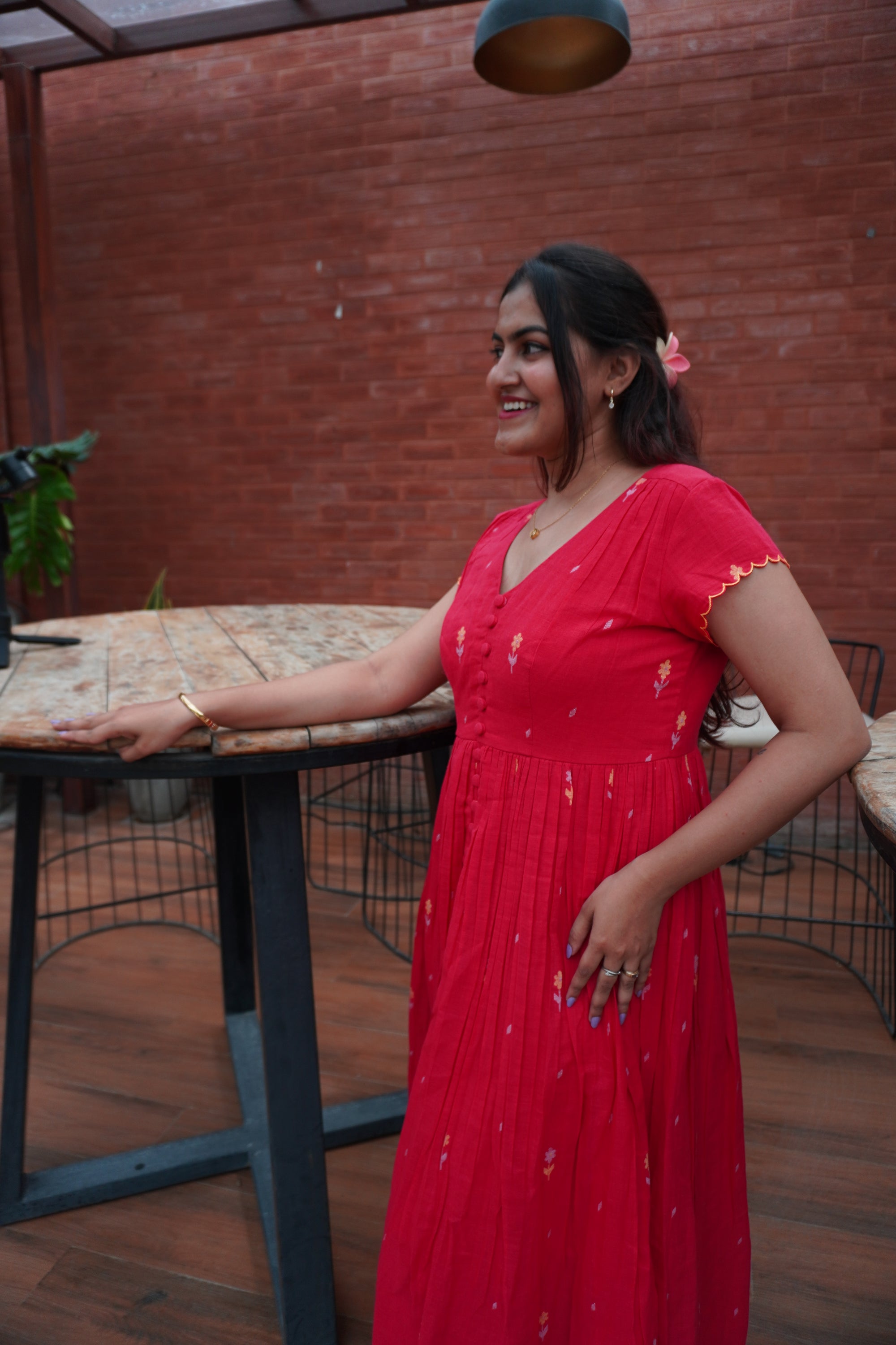 Jamdani red dress