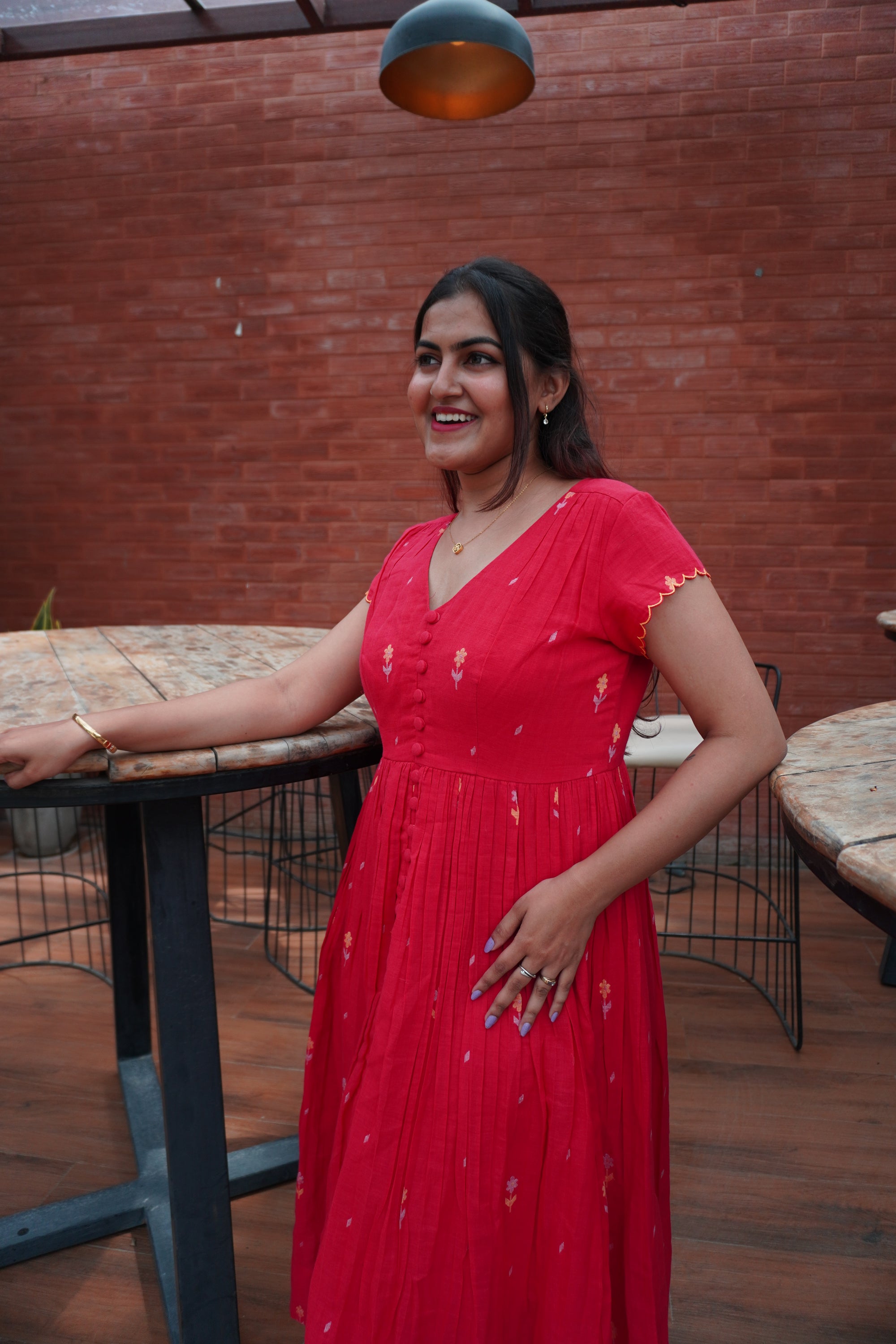 Jamdani red dress