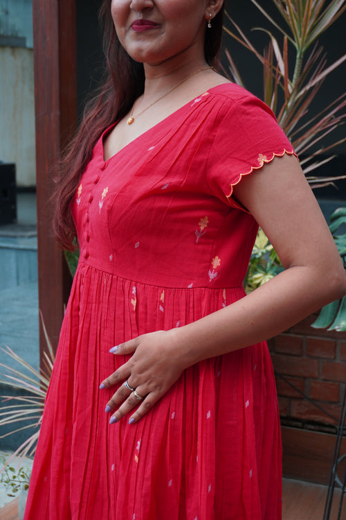 Jamdani red dress