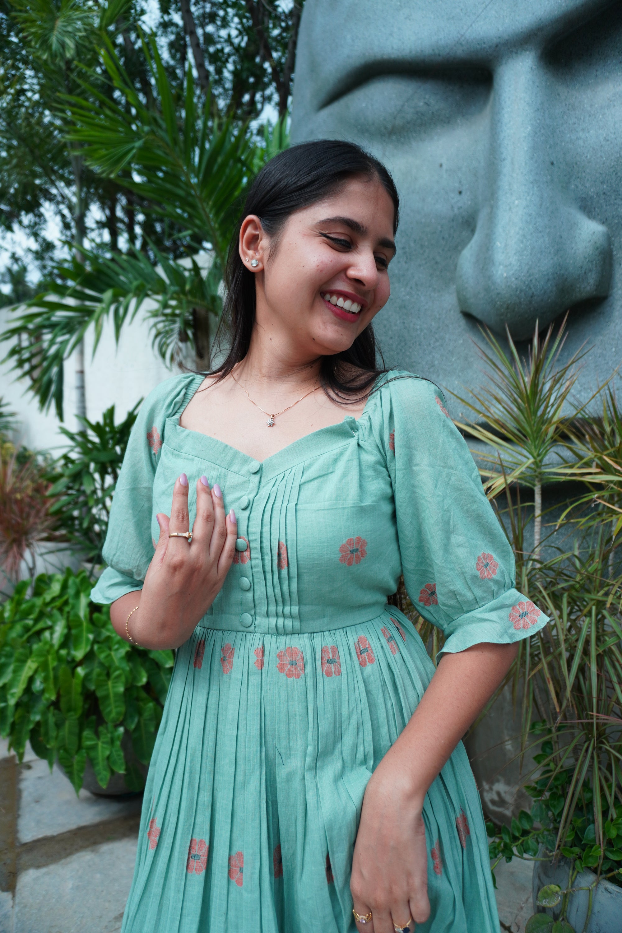 jamdani tie up dress