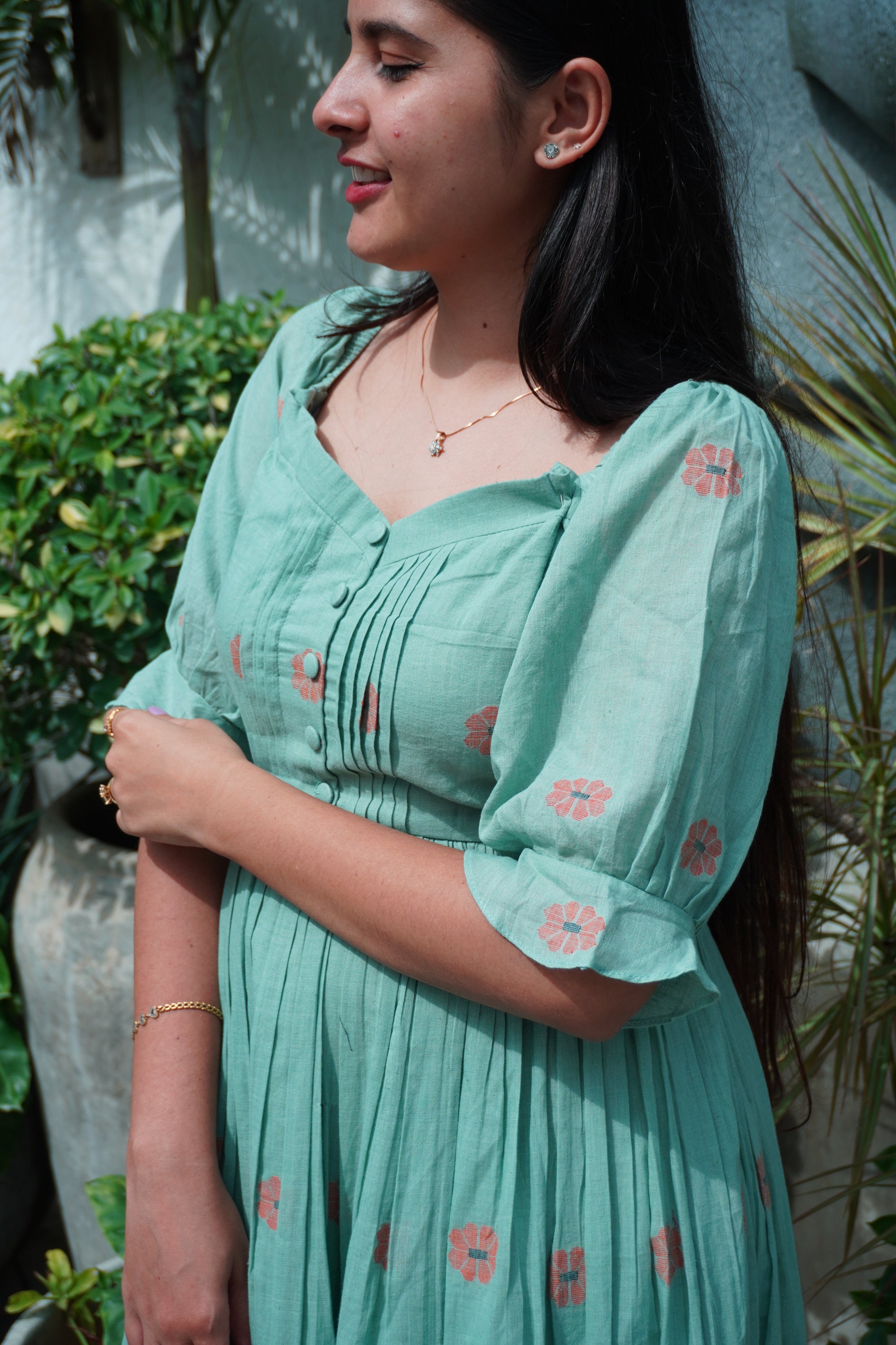 jamdani tie up dress