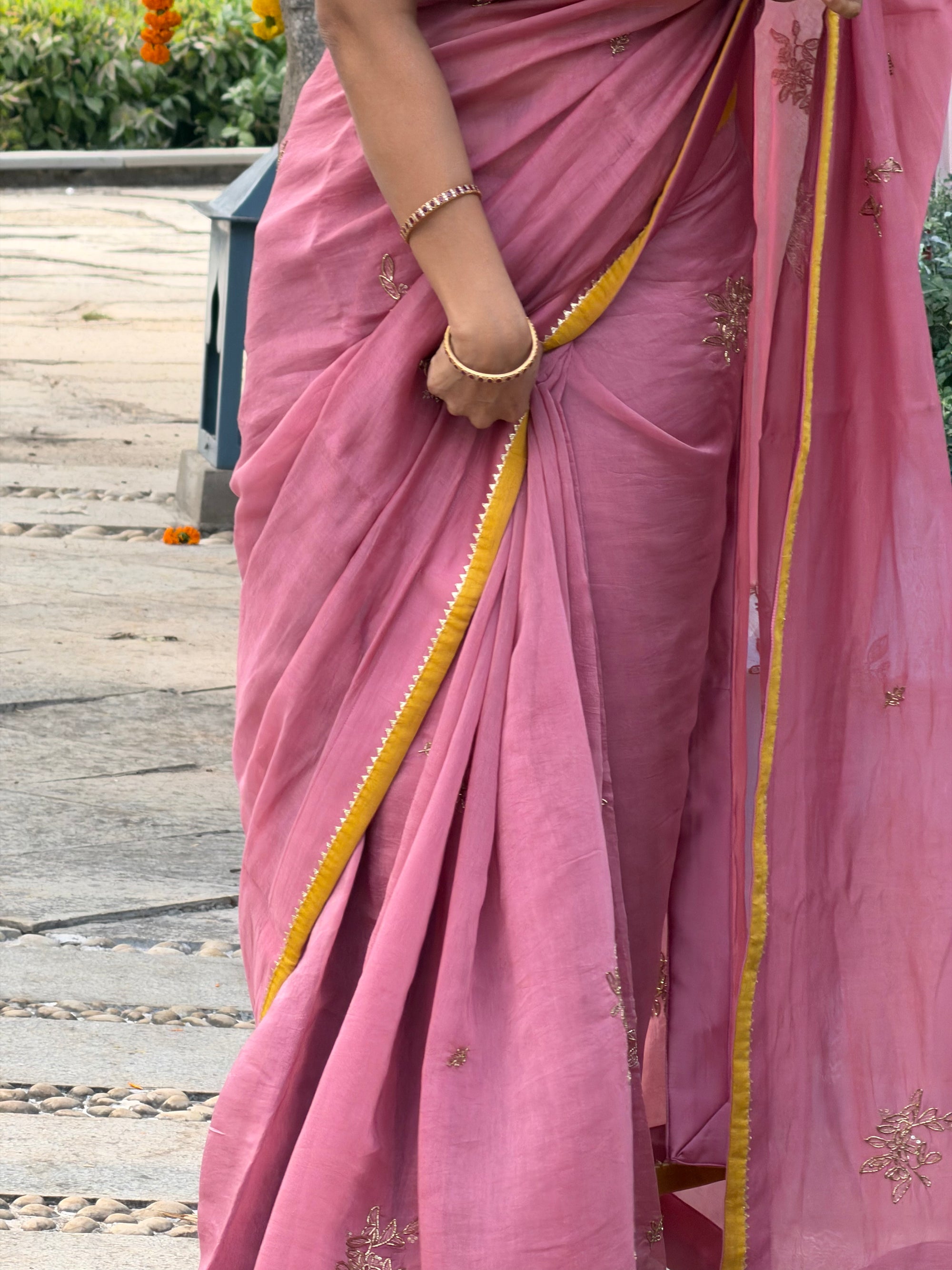 Blush Pink Chanderi Saree