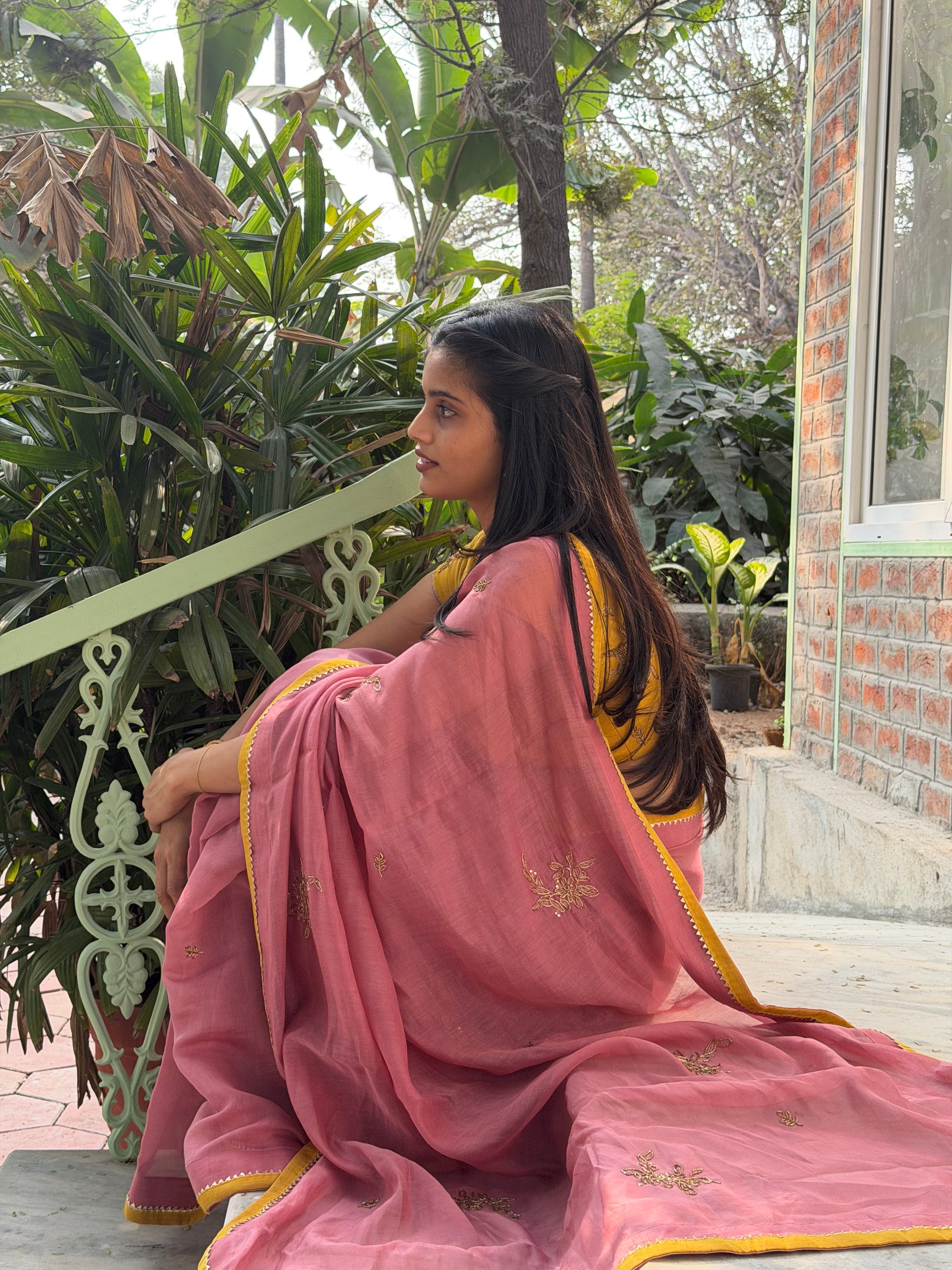 Blush Pink Chanderi Saree