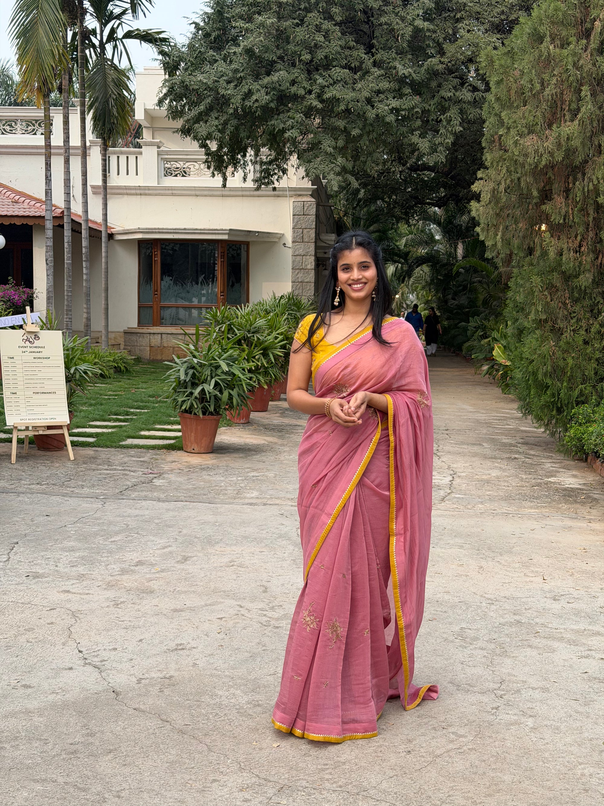 Blush Pink Chanderi Saree