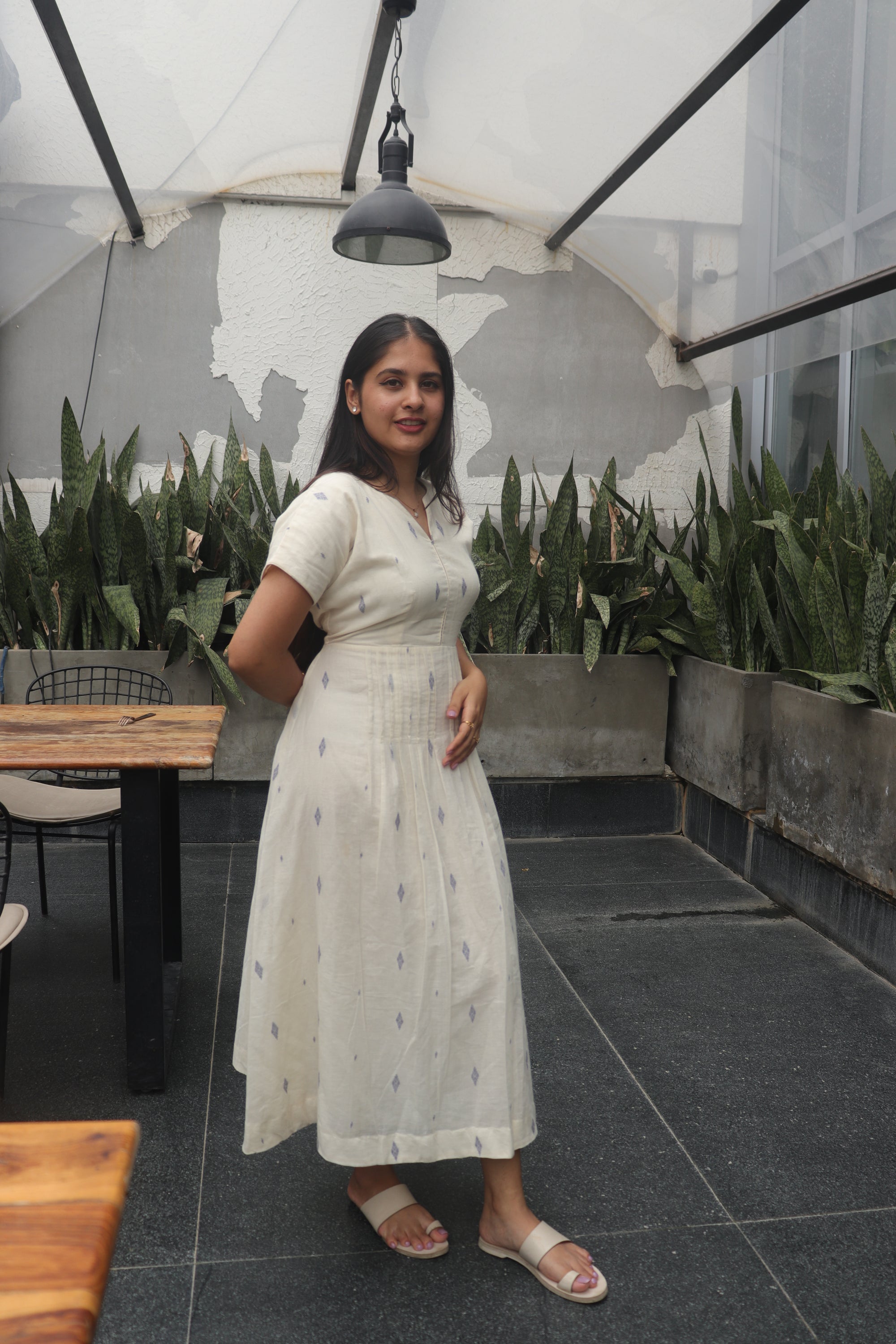 jamdani extended sleeves  dress