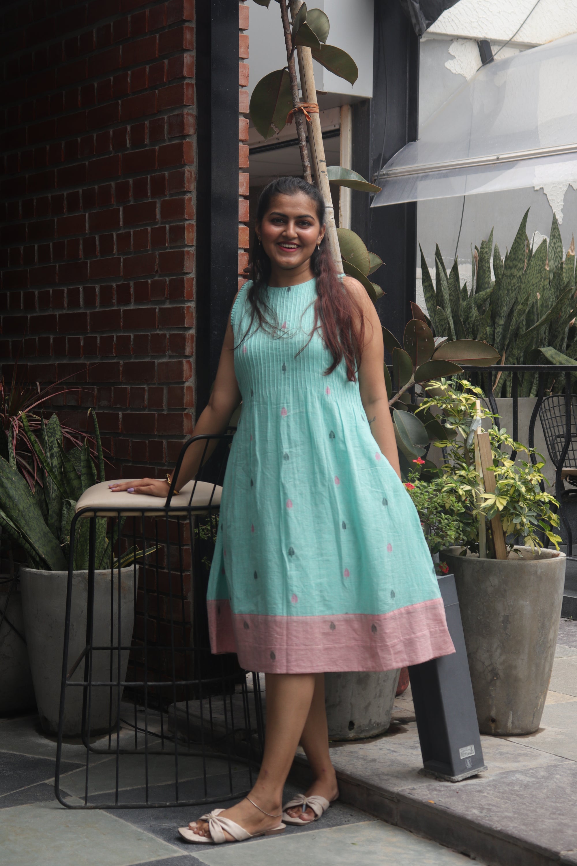 Pintucks jamdani dress