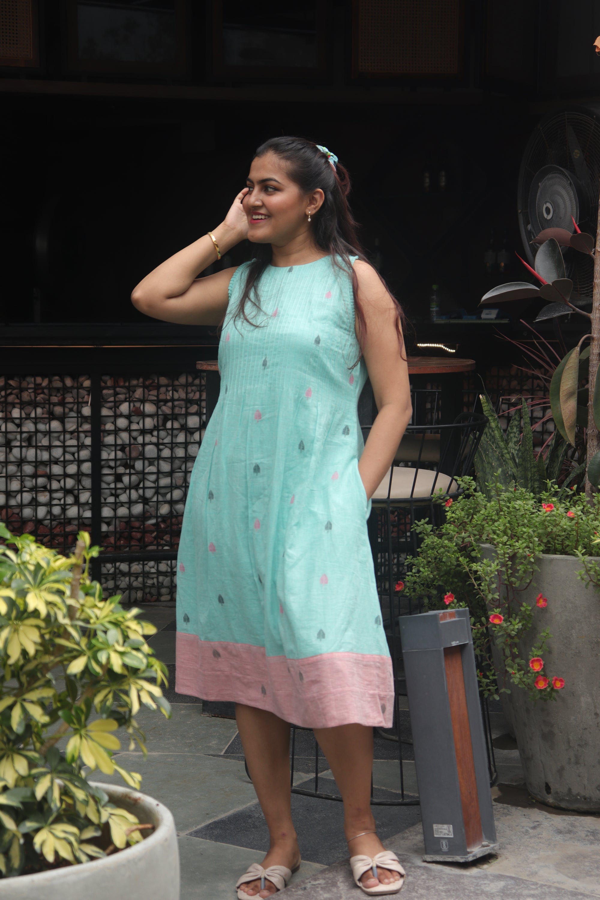 Pintucks jamdani dress