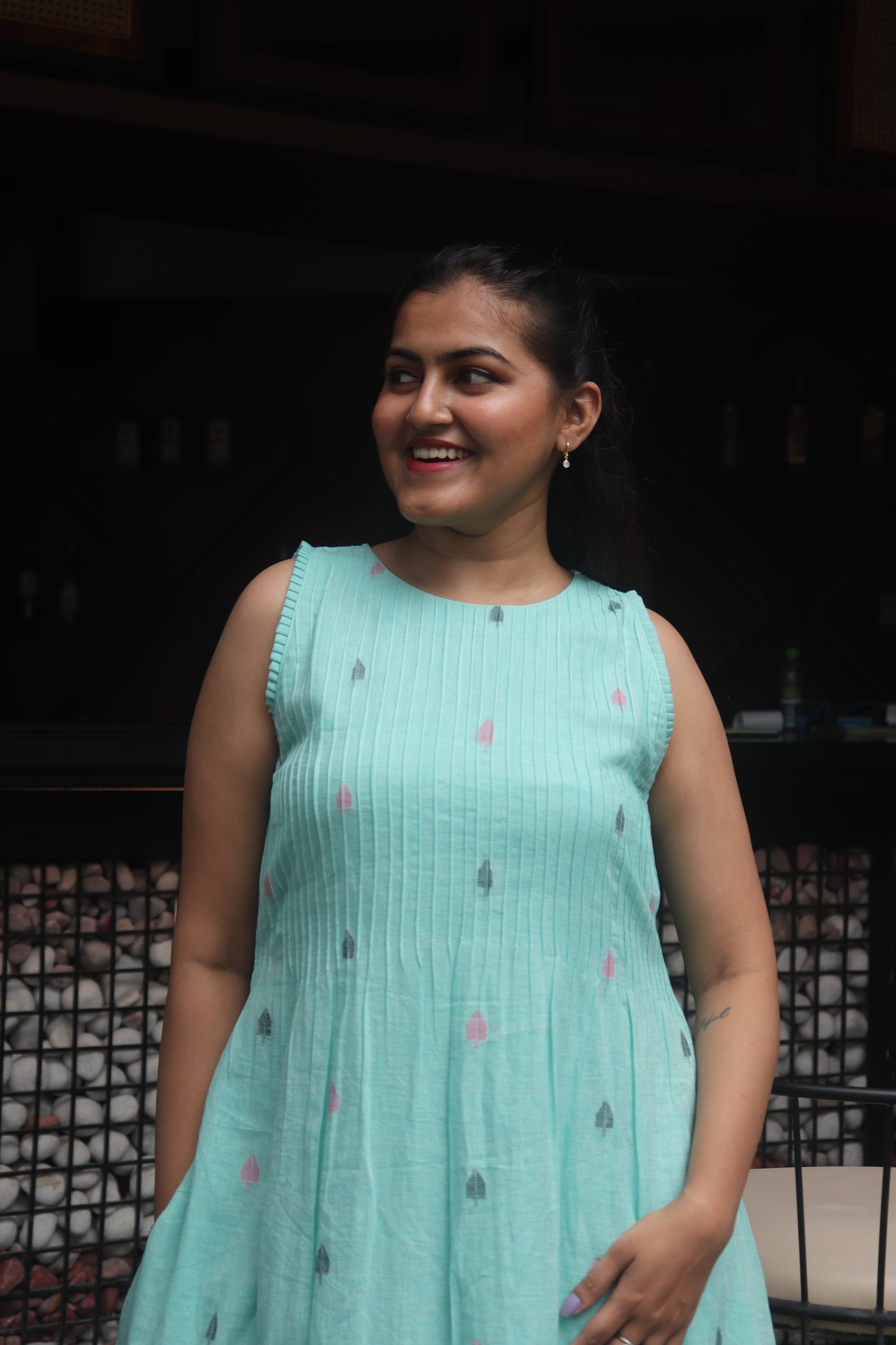 Pintucks jamdani dress