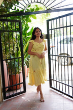 Ishika Golden Flora Dress