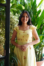 Ishika Golden Flora Dress