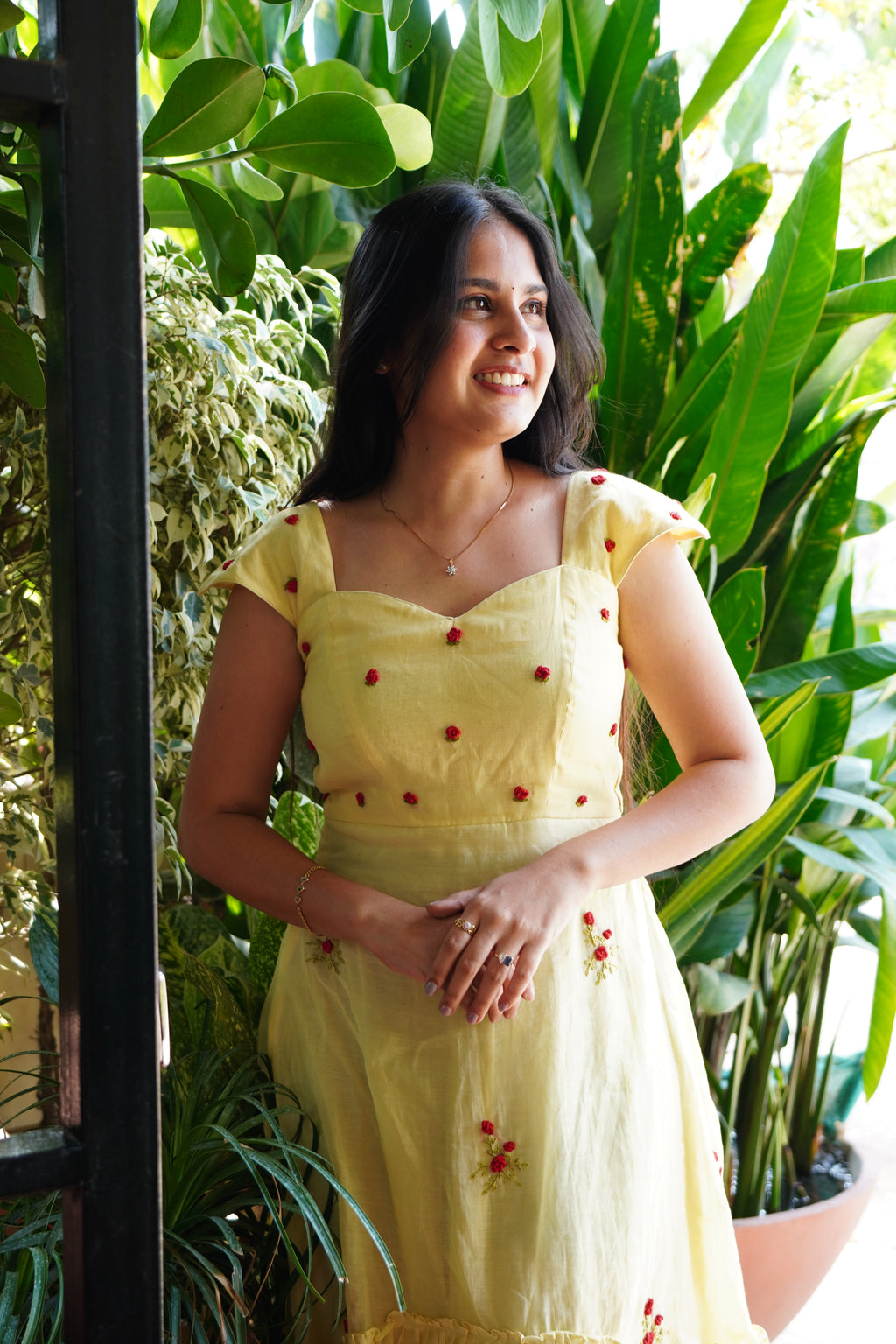 Ishika Golden Flora Dress