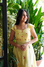 Ishika Golden Flora Dress