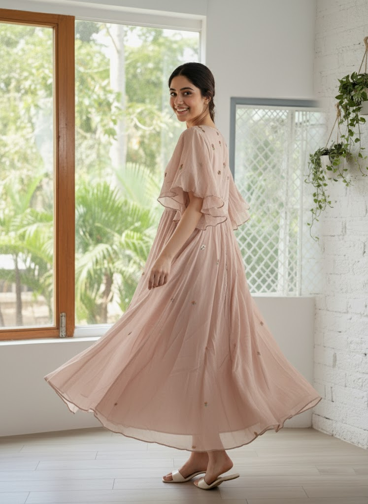 Elysian Blush Flutter Dress